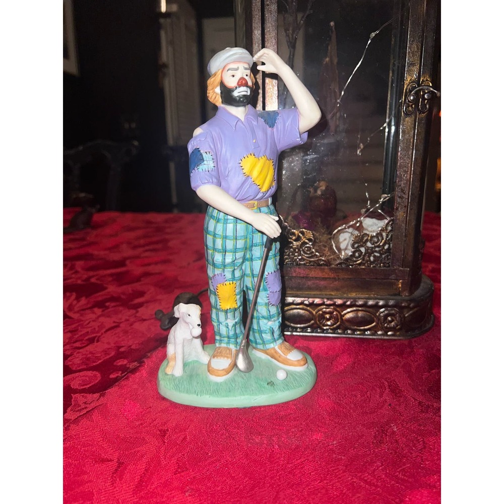 Flambro Emmett Kelly Jr. 1997 Professional Golfer & Dog Clown Ornament Figurine